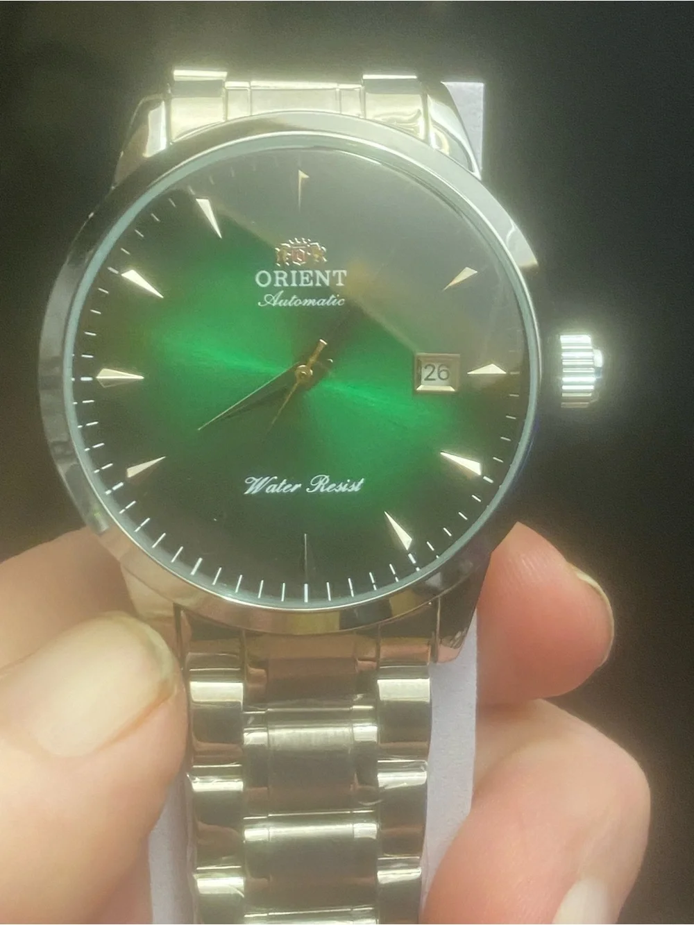 New Orient Automatic Mechanical Green Dial Stainless Steel Watch